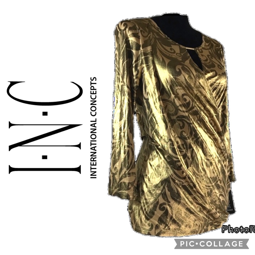 INC INTERNATIONAL CONCEPTS Wisteria Vines Gold Top